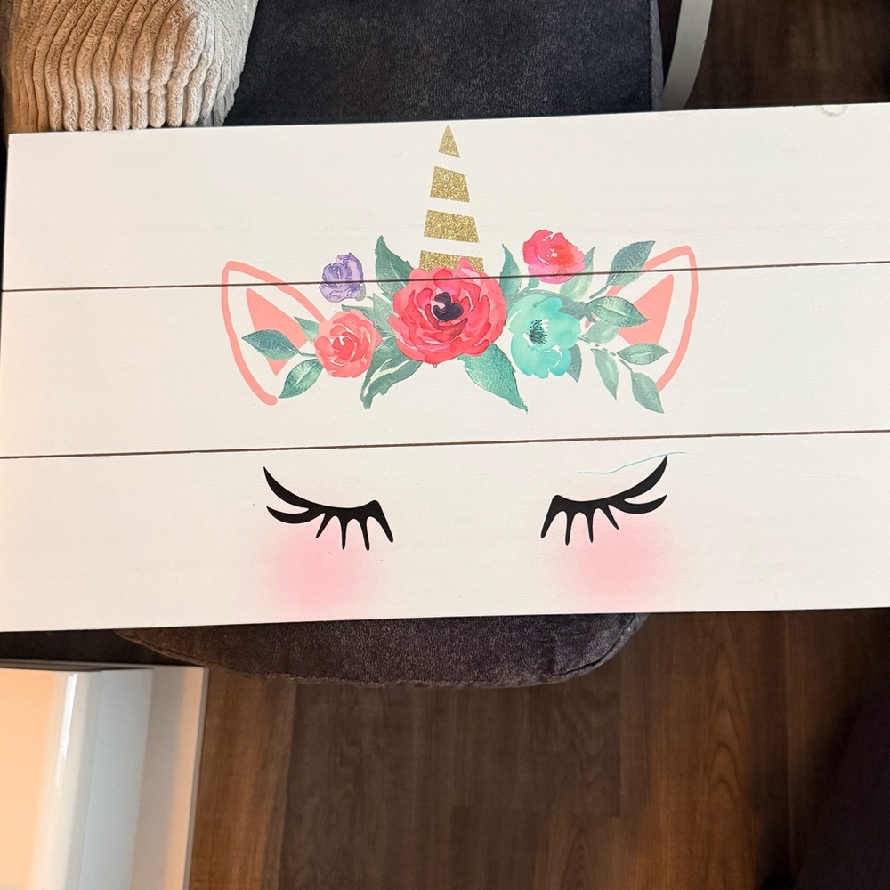 Hobby Lobby Unicorn Art with Floral Design